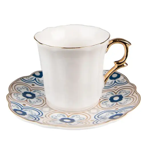 [CL-6CEKS0005] Tasse et soucoupe Blanc 8x6x6 / Ø 12x1 cm / 95 ml