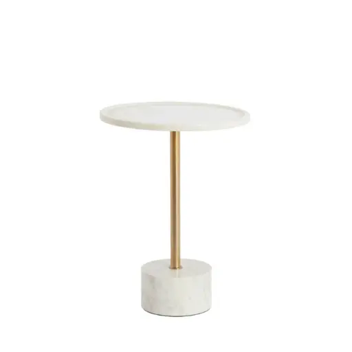 [LL-5522627] Table d’appoint Ø37x49 cm CIVITA marbre gris sable+bronze foncé
