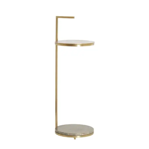 [LL-8057783] Table d’appoint Ø26x76 cm LEDA travertin brun+bronze