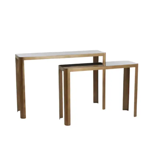 [LL-5503665] Console S/2 100x30x70+120x35x80 cm OXE ant. br+fumé gl.