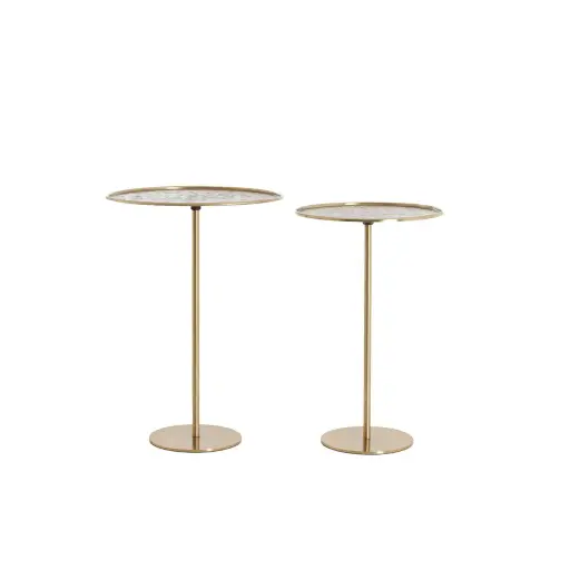 [LL-5522518] Table d’appoint S/2 Ø32x51+Ø38x54 cm LIA bronze antique
