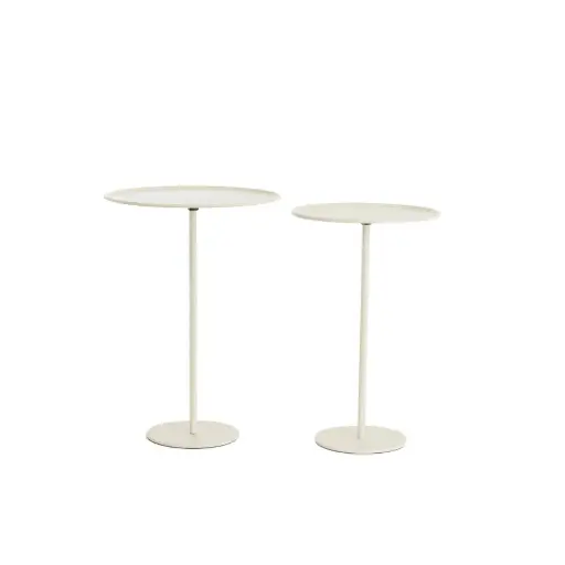 [LL-5522543] Table d’appoint S/2 Ø32x51+Ø38x54 cm LIA crème mat
