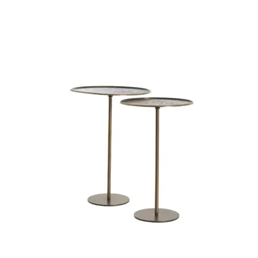 [LL-5522583] Table d’appoint S/2 Ø32x51+Ø38x54 cm LIA brun foncé-bronze