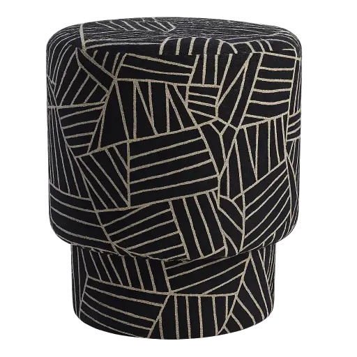 [LL-5511412] Pouf Ø40x44 cm DAVONTE noir-blanc