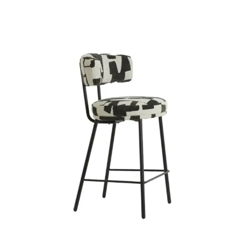 [LL-5525713] Chaise de bar 52,5x51x93 cm HARVIE crème-noir+noir mat