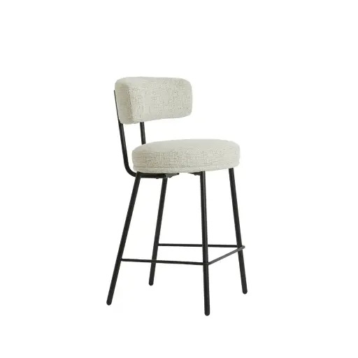 [LL-5525743] Chaise de bar 52,5x51x93 cm HARVIE crème+noir mat