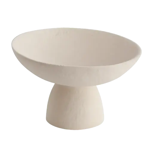 [LL-6613943] Plat sur socle 25x24x12,5 cm Crème OTA