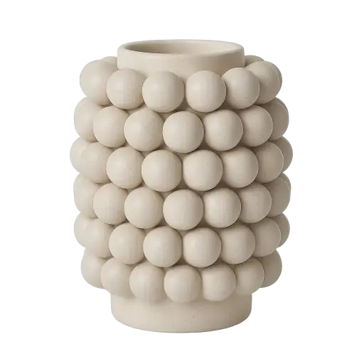 [LL-5898213] Vase déco Ø15x21 cm DANAI céramique mat crème-brun
