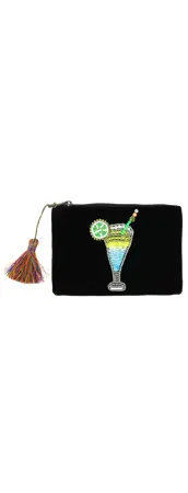[HO-6543-1] POCHETTE À PERLES "COCKTAIL" BLEU