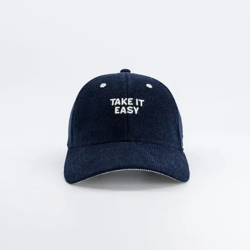 [CH-CAS-CORD-TAKEITEASY-BLUE-AD] Casquette en velours côtelé Take it Easy Bleu adulte