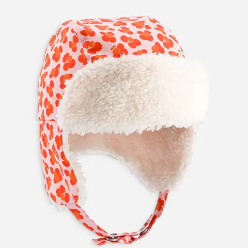 [CH-CHAPKA-AOP-LEOFLOWER-T2] Chapka imperméable - Fleur de Lion - Rose - 9-24 mois