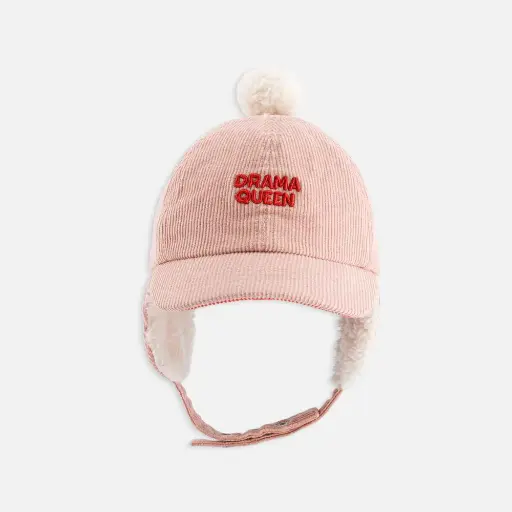 [CH-CHAPKA-CORD-DRAMA-QUEEN-ROSE-T1] Casquette Chapka Drama Queen Chalk Pink 3-9 mo