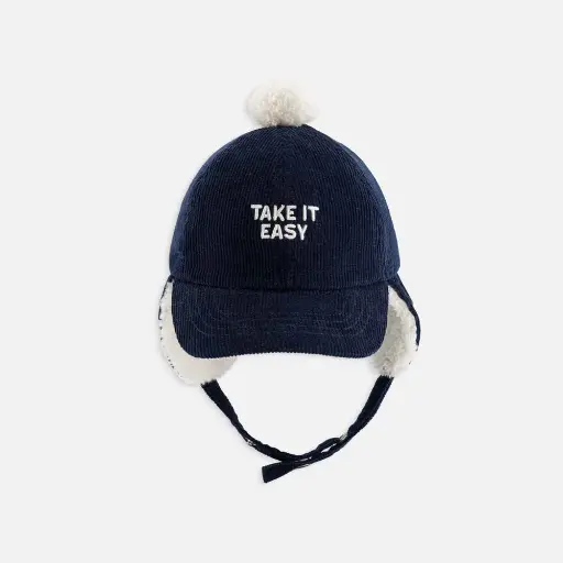 [CH-CHAPKA-CORD-TAKEITEASY-BLUE-T1] Casquette Chapka Take it Easy Bleu 3-9 mois