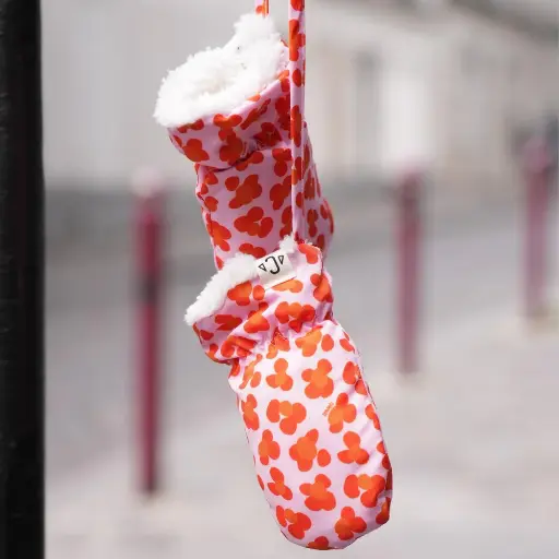 [CH-GLOVE-AOP-LEOFLOWER-T1] Mitaines - Fleur de Lion - Rose - 6-12 mois