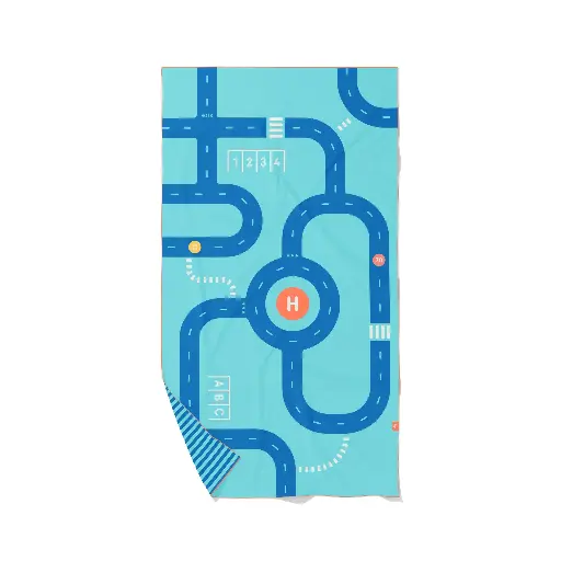 [QU-174141] PlayTowel L (180 x 100cm) -   Circuit bleu
