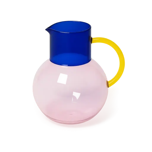 [BO-13313350] Grande carafe en verre Pablo | Rose et Jaune cobalt