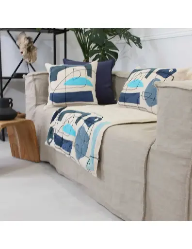 [SU-A36492BLUE] [SUD ETOFFE] COUSSIN LUNE 40X60 BLUE STONE