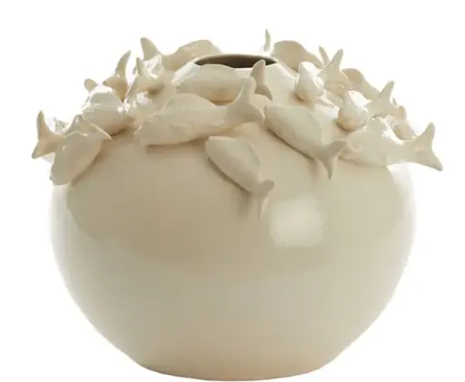 [LL-5731243] Vase Deco Ø41,5X32 Cm Fish Ceramics Cream