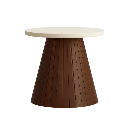 [LL-5510143] Side Table 45X45X40 Cm Okato Cream+Wood Brown