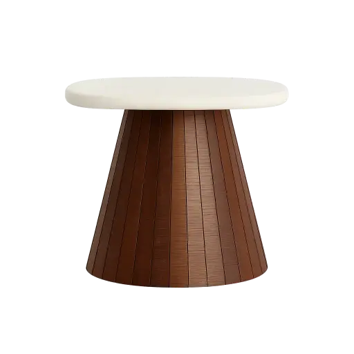 [LL-5510043] Side Table 45X45X35 Cm Okato Cream+Wood Brown