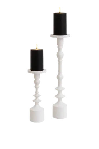 [LL-6044146] Candle Holder Ø11X33 Cm Sheva Shiny White