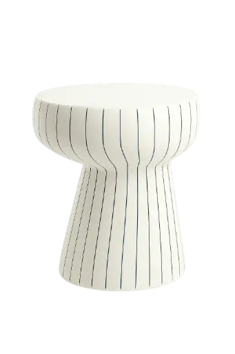 [LL-6796546] Side Table Ø38X42 Cm Dak Shiny White+Black
