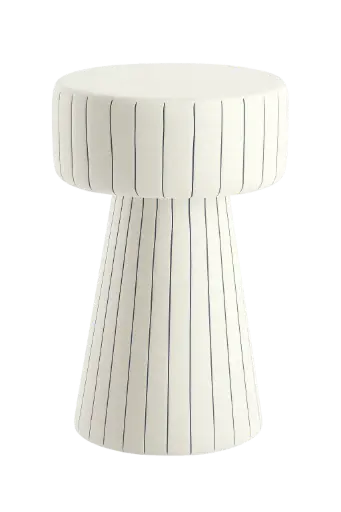[LL-6796446] Side Table Ø29X47 Cm Dakwa Shiny White+Black