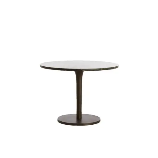 [LL-6794183] Side Table Ø61X41 Cm Paz Dark Brown Marble+Dark Brown