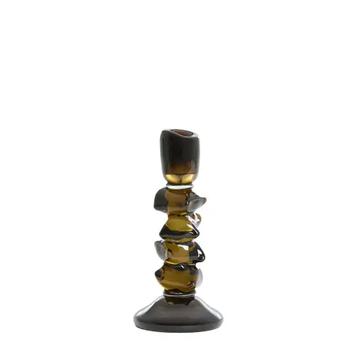 [LL-6074169] Candle Stick Ø11X24,5 Cm Estiva Glass Olive Green