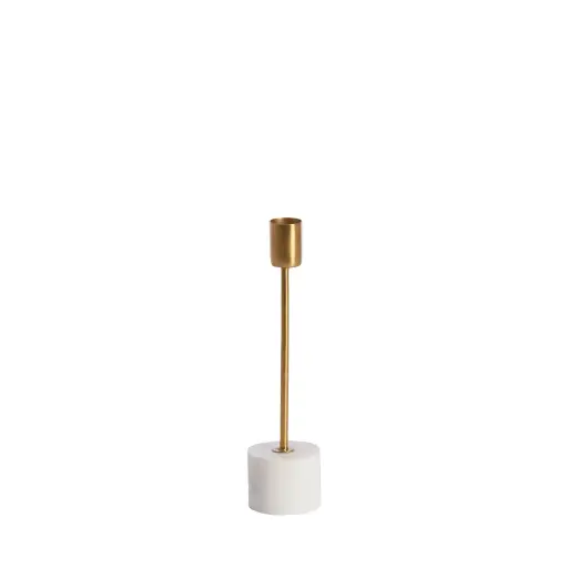 [LL-6069546] Candle Stick Ø5X21,5 Cm Pegu Marble White+Gold