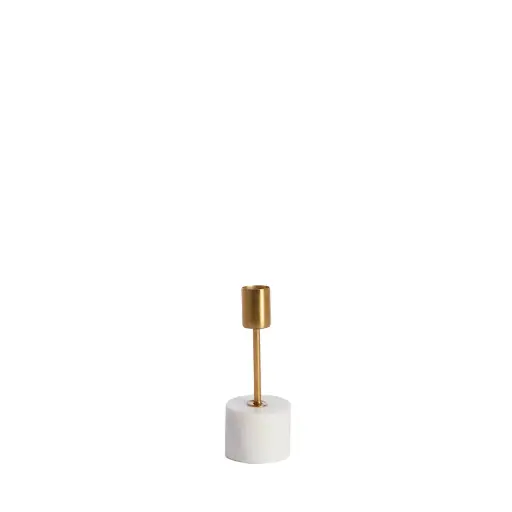 [LL-6069446] Candle Stick Ø5X14 Cm Pegu Marble White+Gold