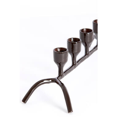 [LL-6080783] Candle Stick 9L 80,5X16X14,5 Cm Calzada Shiny Dark Brown