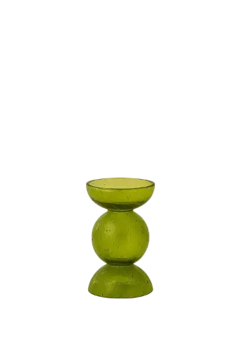 [LL-6073881] Candle Holder Ø9,5X15,5 Cm Itinga Glass Bubble Olive Green