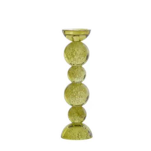 [LL-6074081] Candle Holder Ø9,5X34 Cm Itinga Glass Bubble Olive Green